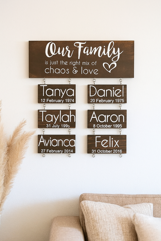 Hanging name sign